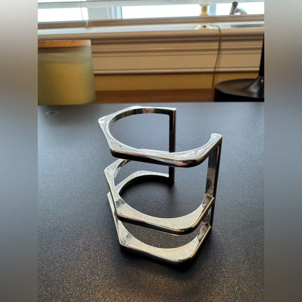 Express Silver Hexagonal Cuff Bracelet - image 5